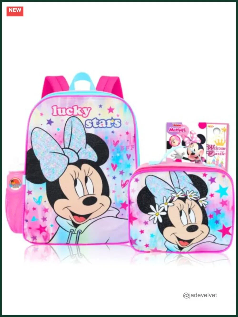 Minnie Mouse Backpack Set with Lunchbox, Water Bottle & Stickers - 5 Pc Bundle